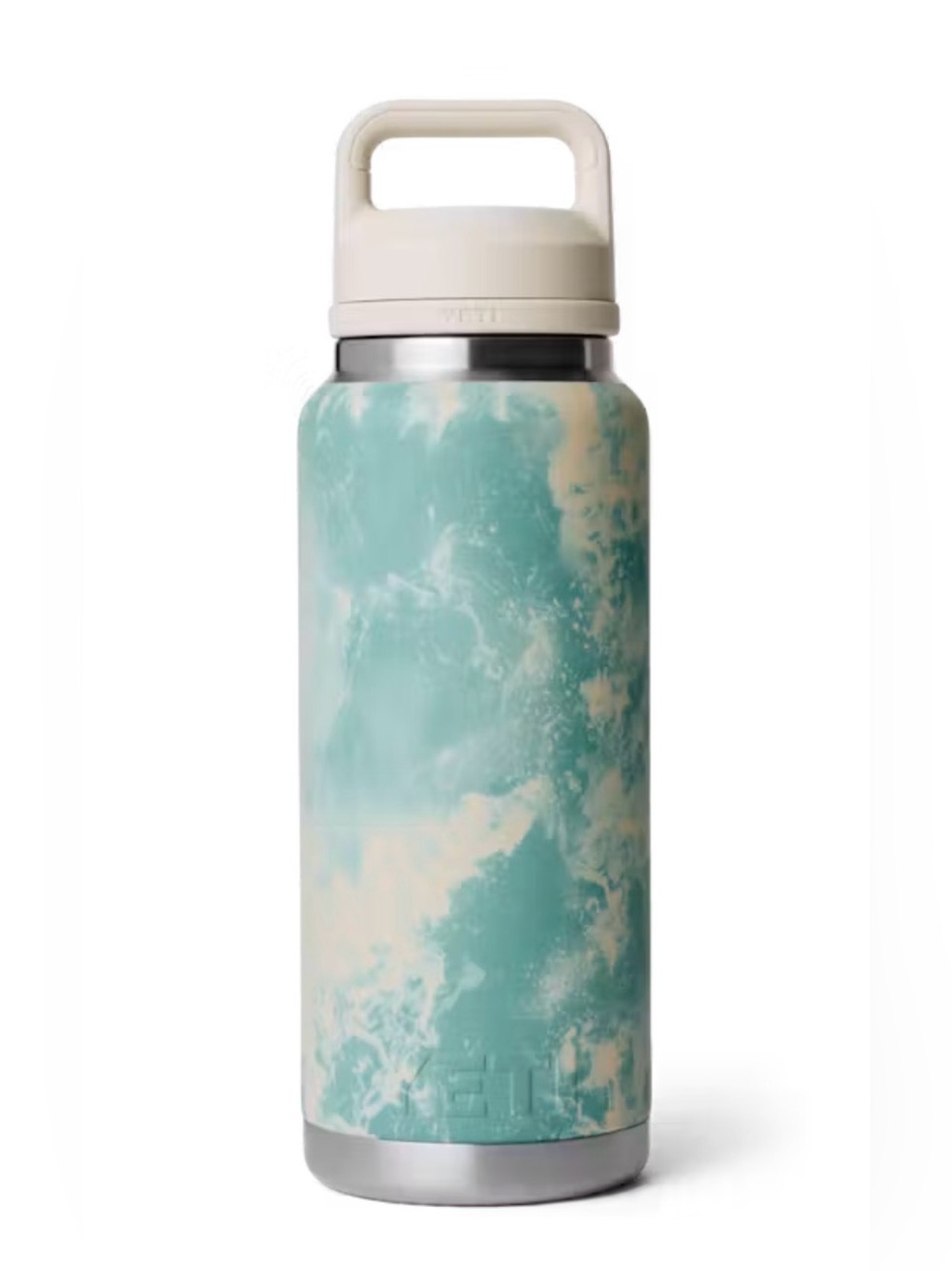 Yeti Insulated Bottle in sea view with matching chug cap